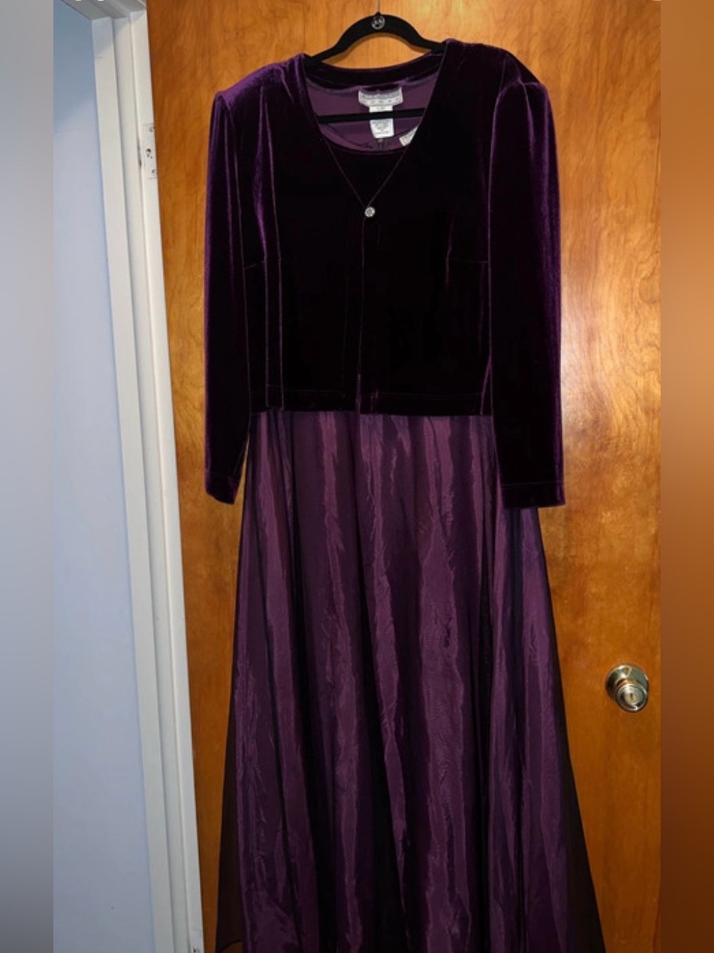 Velvet and Satin Purple Dress